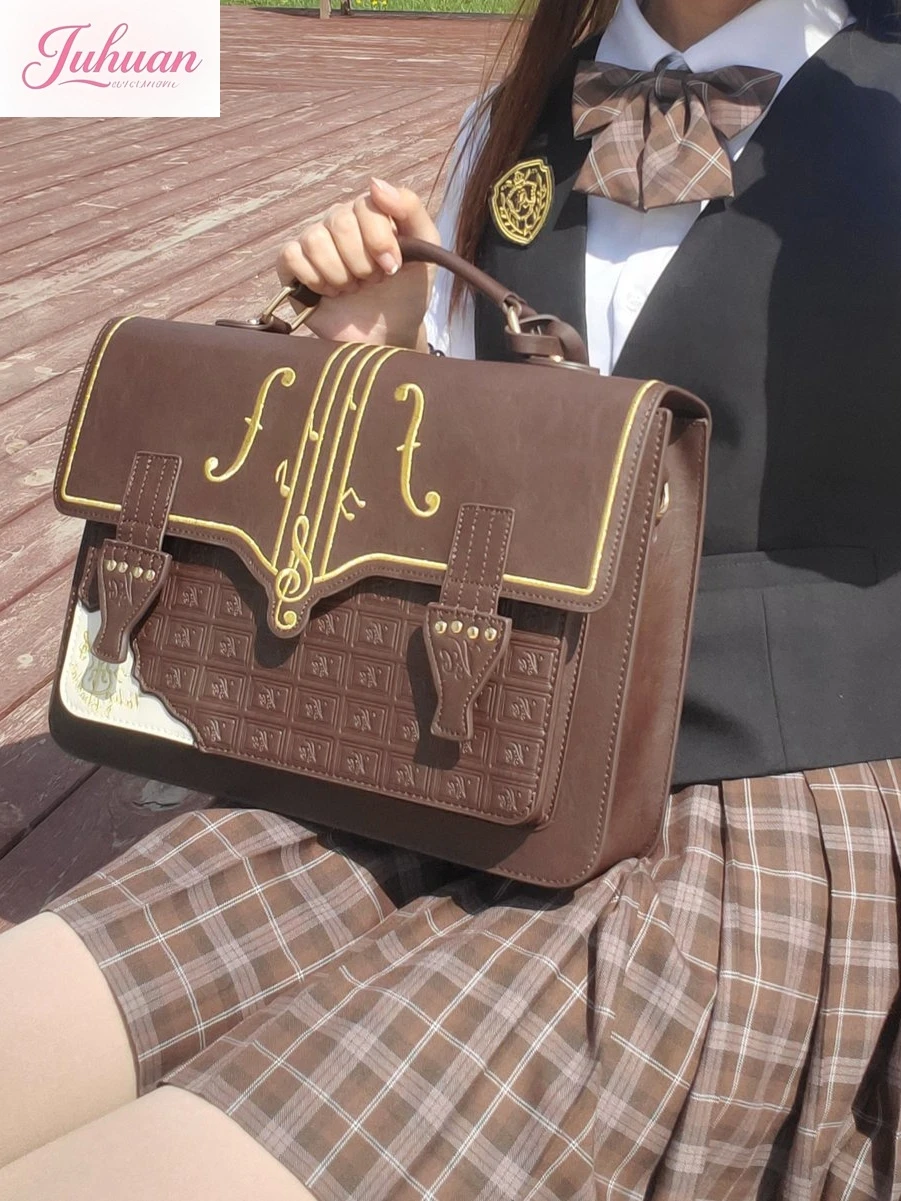 Japanese Original Chocolate Music Note Embroidery Bag JK Uniform Bags Women Shoulder Mailman Female Bags College Style Backpack