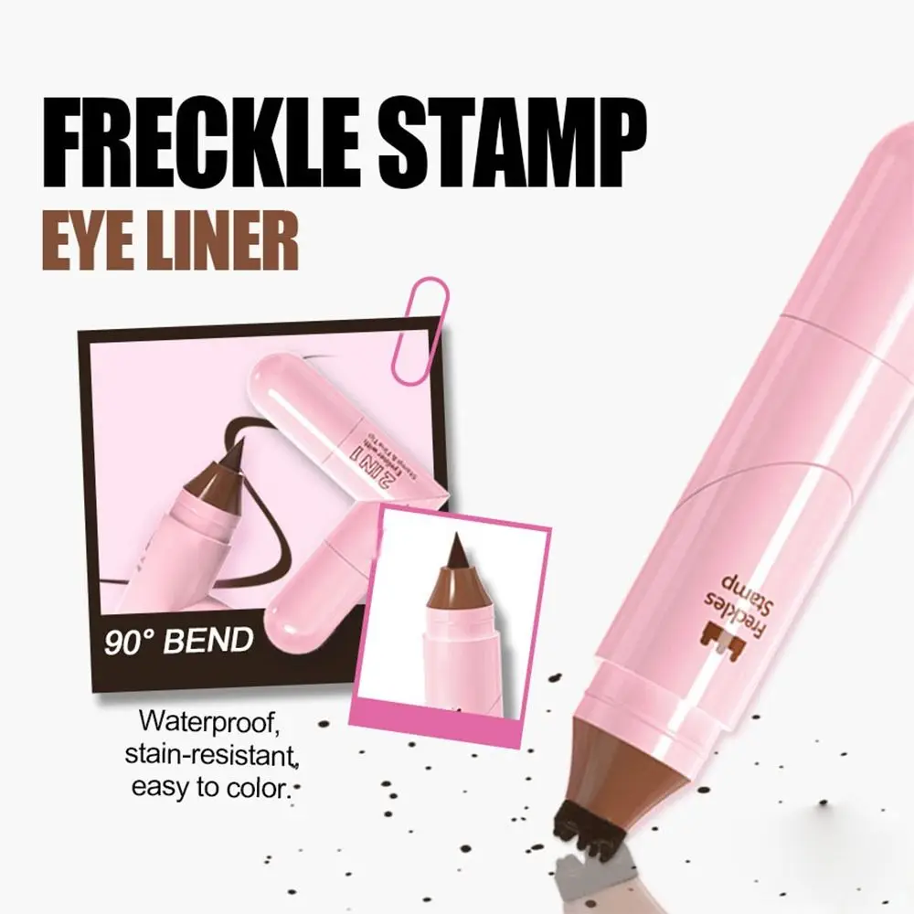 Neuer doppelseitiger Fake-Freckle-Stempel mit Eyeliner, wischfest, schnelltrocknend, Freckle-Make-up-Stift, 2-in-1 wasserfester Freckle-Stift