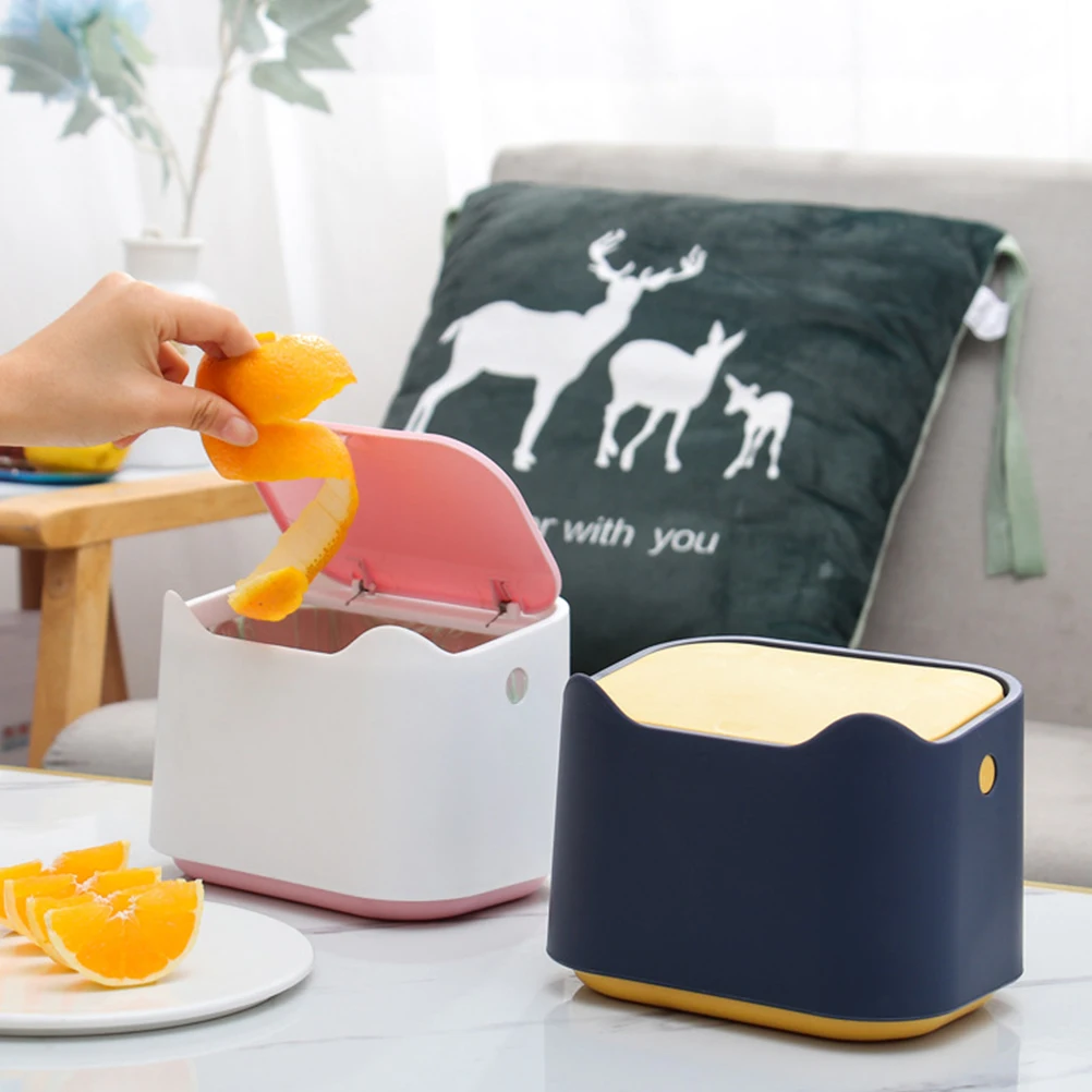 

Desktop Trash Can Waste Container for Home Office Car Small Plastic Garbage Bin Multi Functional Tissue Box Ashtray Coin Storage