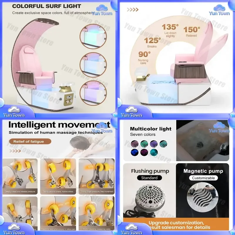 for Nail Salon Chair for Manicure Pedicure Spa Foot Massage Throne Electric Pedicure Chair with Plumbing Modern Luxury