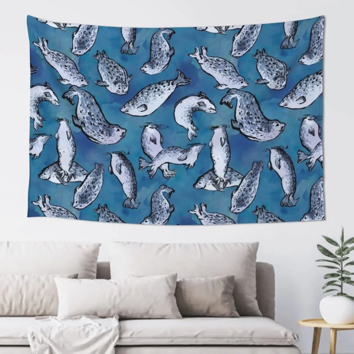 

Harbor Seal Pattern Tapestry Room Decor Art Mural Christmas Decoration Tapestry