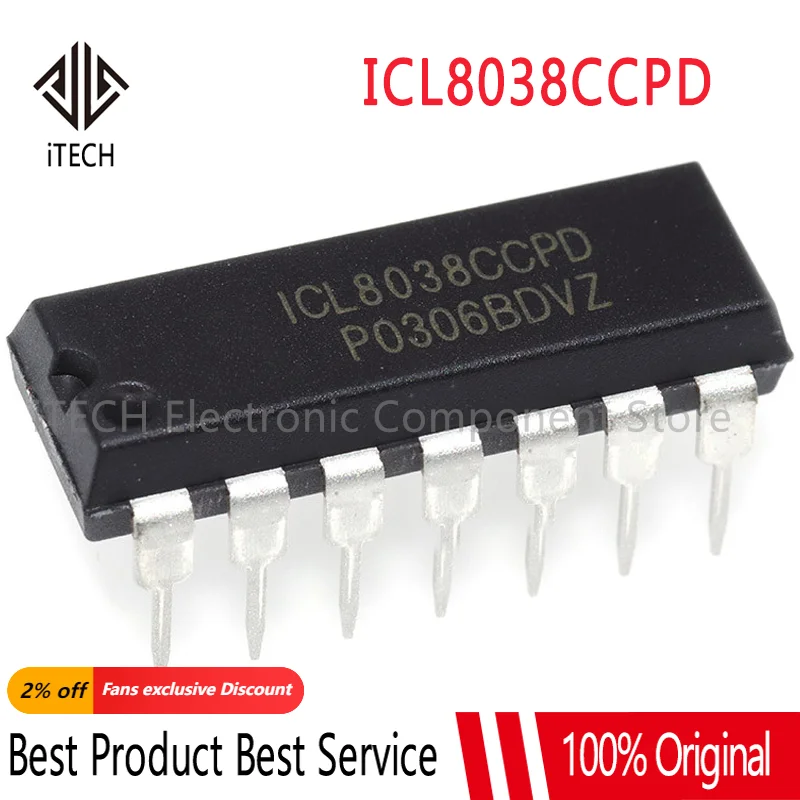 10pcs/LOT 100% NEW ICL8038 ICL8038CCPD DIP14  Waveform Generator