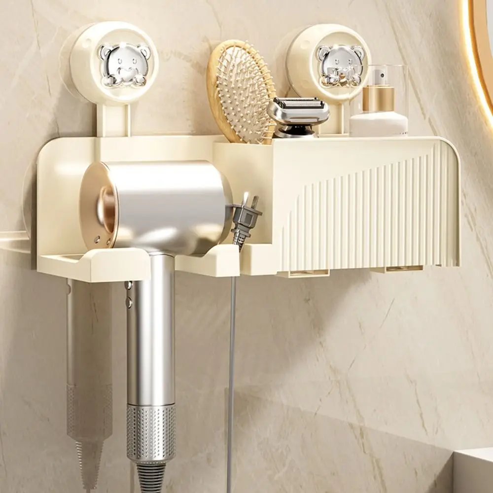 

Пластиковый держатель для фена на присоске, настенный стеллаж для хранения фена без перфоратора, экономия места с коробкой для хранения