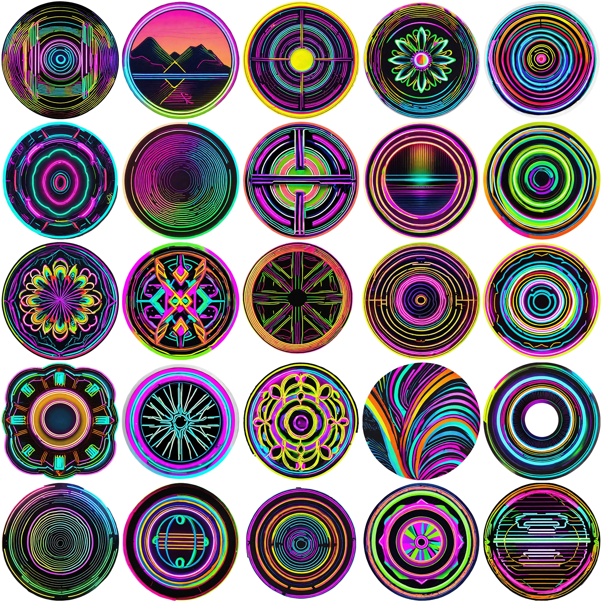 50 pieces of neon circular stickers Whimsical and Colorful 50 Pieces Stickers for Decoration