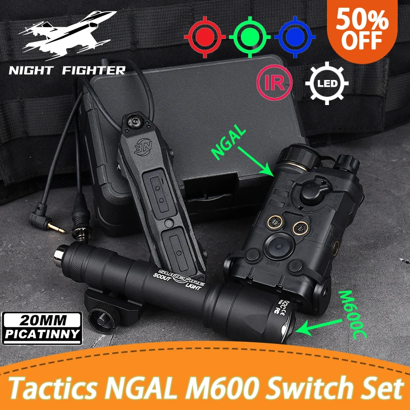 

Tactics WADSN NGAL UHP Red Green IR Powerful Indicator Surefir M300A M600C Hunting Scout Light Weapon LED Strobe Dual Switch