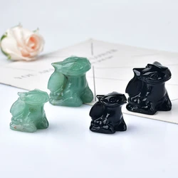 1PC Natural Crystal Aventurine Obsidian Toothless Cartoon Figure Mineral Ornaments Energy Healing Stone Reiki Home Decoration