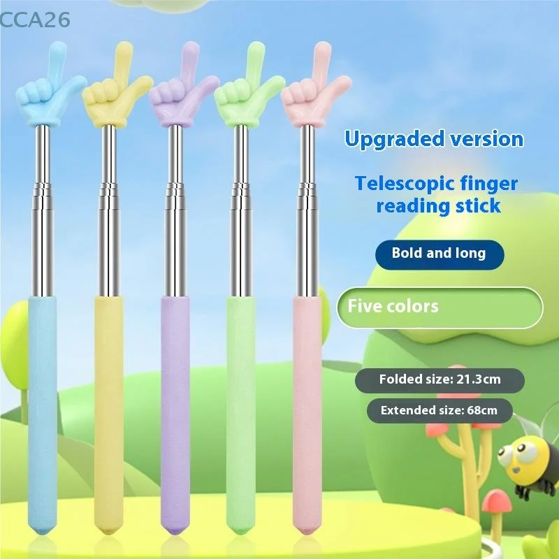 Durable Stainless Steel Teaching Pointer Telescopic Rod Finger Design Teaching Stick Classroom Finger Teachers