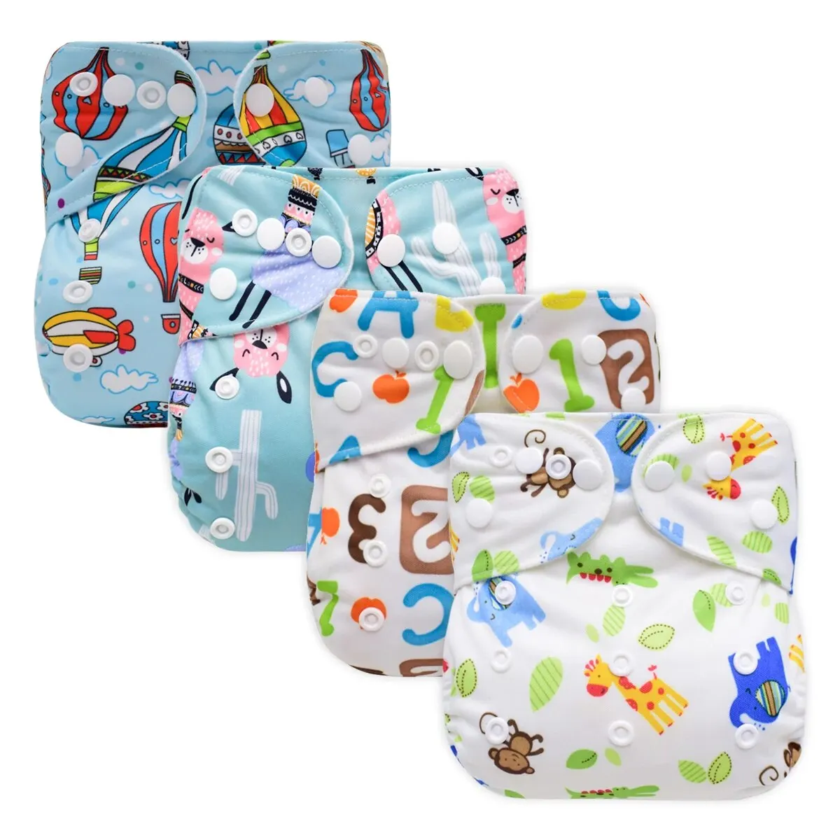 1PC Reusable Cloth Diaper Cloth Suede Inner Unisex 3-15KG OS Digital Printing Pocket Baby Diaper