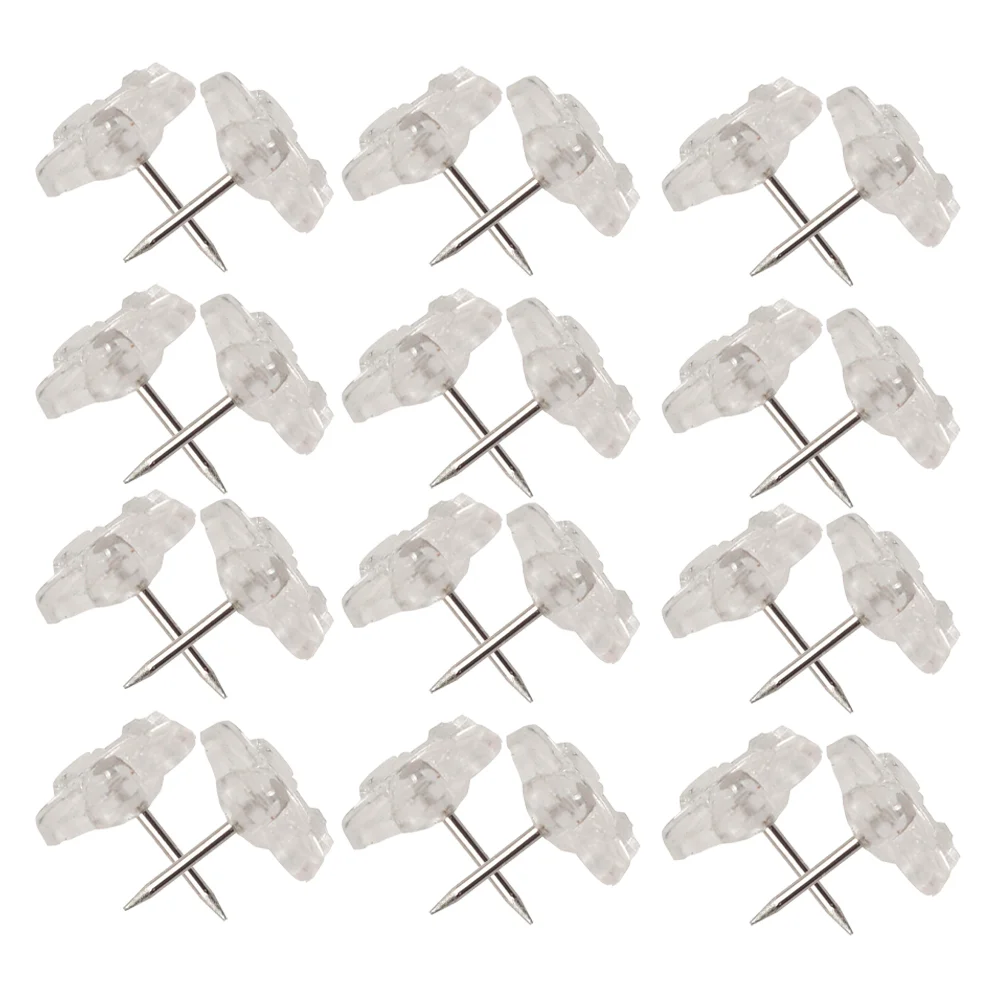 100 Pcs Flower Push Pins Bulletin Thumbtacks Accessories Wall Pushpins Iron Transparent
