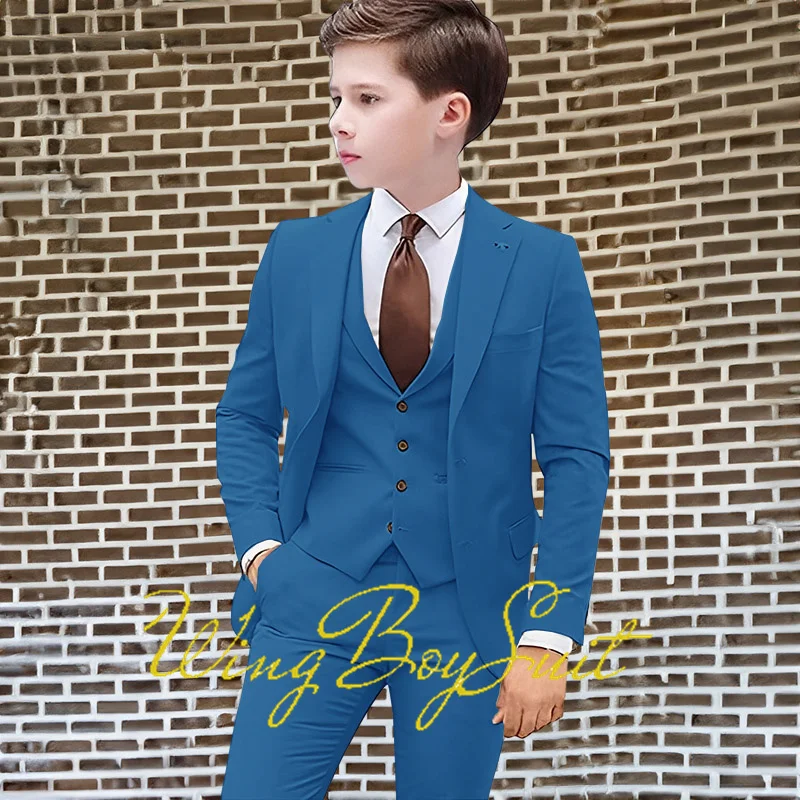 Boys Kids Suits Wedding Tuxedo Formal Jacket Vest Pants 3 Piece Set 2-16 Custom Sizes Clothes Child Blazer