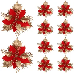 Artificial Flowers Christmas Decor Xmas Tree Ornaments For Home Decor Fake Flower Navidad New Year Party Supplies