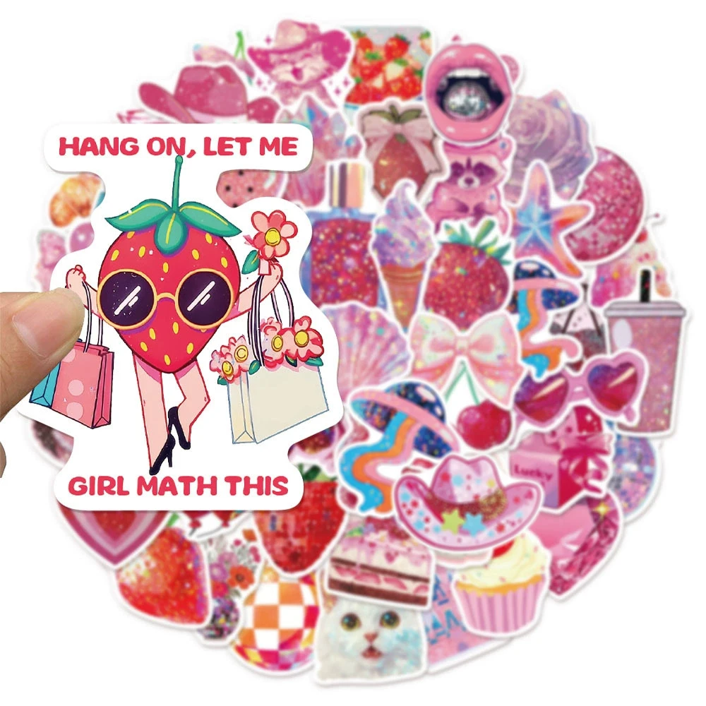 10/30/50 szt. Różowe naklejki w stylu INS, estetyczne, kreskówkowe, kawaii, dla dziewczynki, dziecięce naklejki dekoracyjne, DIY, na notebooka, telefon, walizkę, urocze naklejki