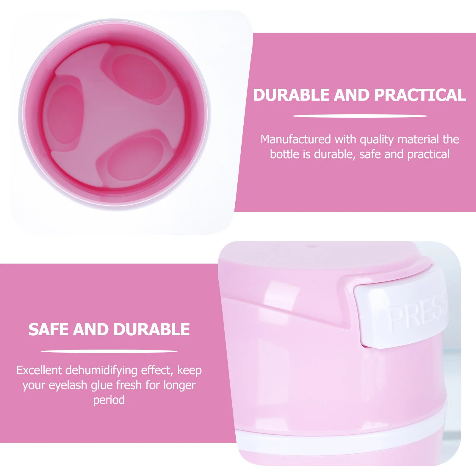 

Eyelash Glue Storage Container Moisture Proof Bacteria Resistant Odor Absorbing Lightweight Press Seal Bottle Large Capacity For