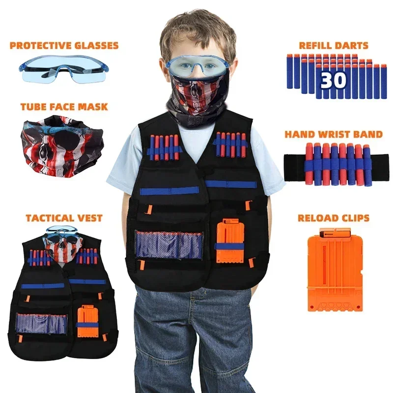 F Kids Tactical Vest Suit Kit Set For Nerf N-Strike Elite Series Outdoor Game Kids Tactical Vest Holder Kit Accessories Toys