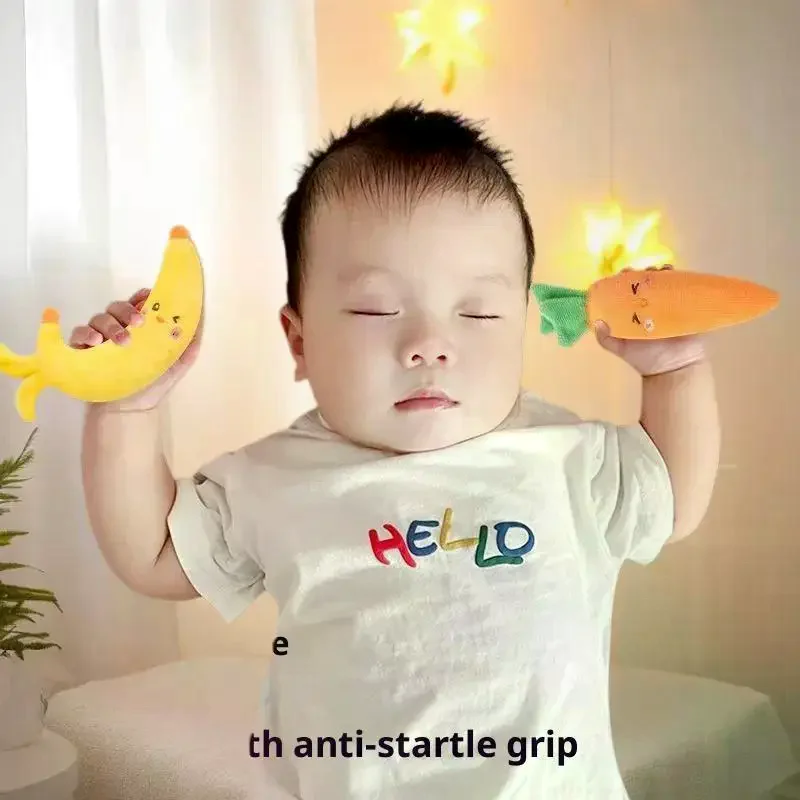 1/2PCS Baby Rustgevend Speelgoed Pluche Fruit Pop Baby Anti Startle Slaaphulp Holding Ring Pasgeboren Comfort Speelgoed