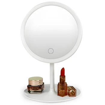 Portable Travel Makeup Mirror with Tray, Vanity Cosmetic Desk Mirror with Dimmable Touch…