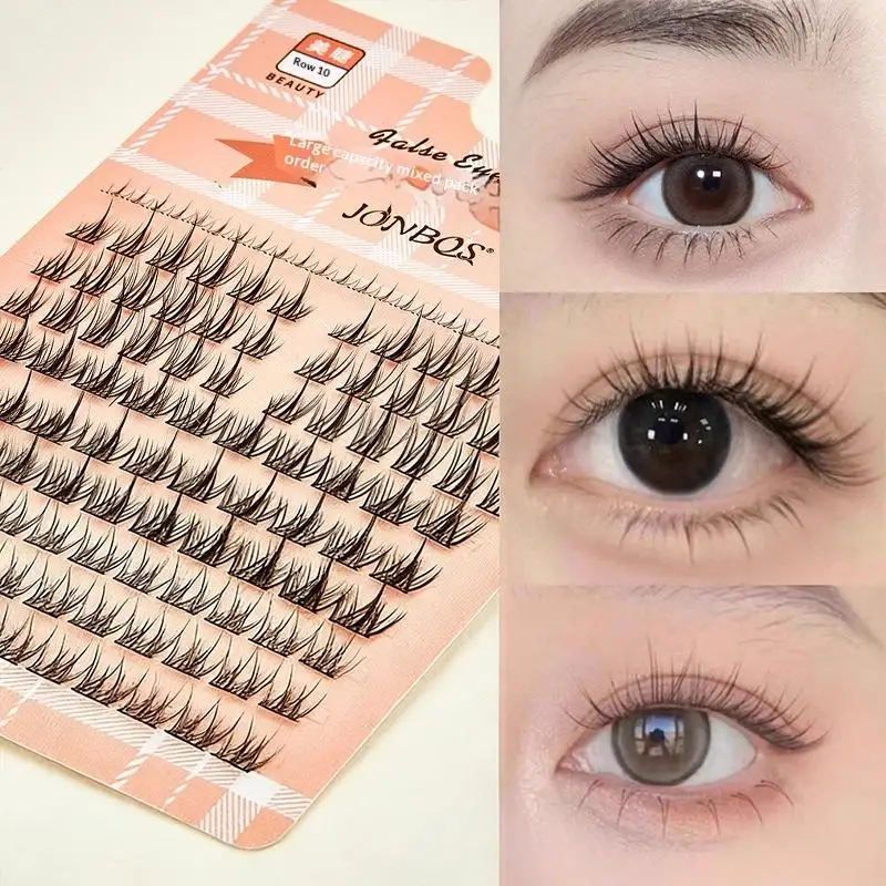 Natural Fluffy False Eyelashes Wispy Lashes 3D Volume Strip Lashes D Curl Fake Eyelashes With Clear Band Eye Lashes