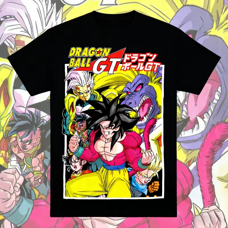 

Dragon Ball 2026 New Summer GT Retro High Quality Pure Cotton Oversized Casual Super Saiyan Print Unisex Tee for Men Women Kids