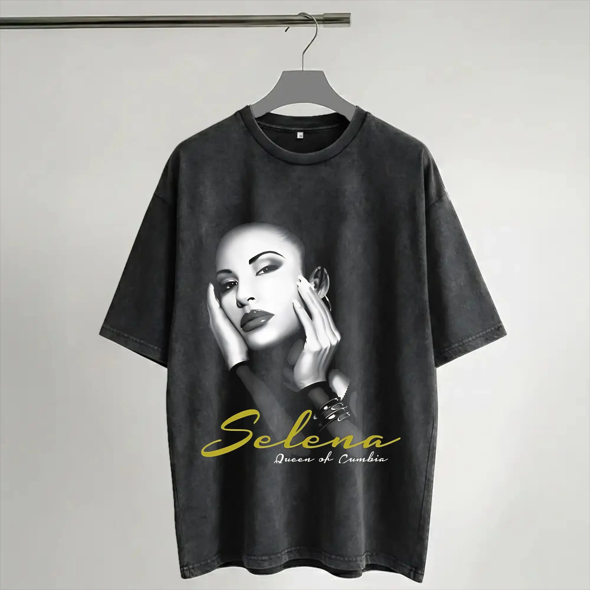 Face Is So Beautiful Lady Selena Quintanilla Washed T Shirt Streetwear Hip Hop Novelty T-Shirt  Tees for Men Women