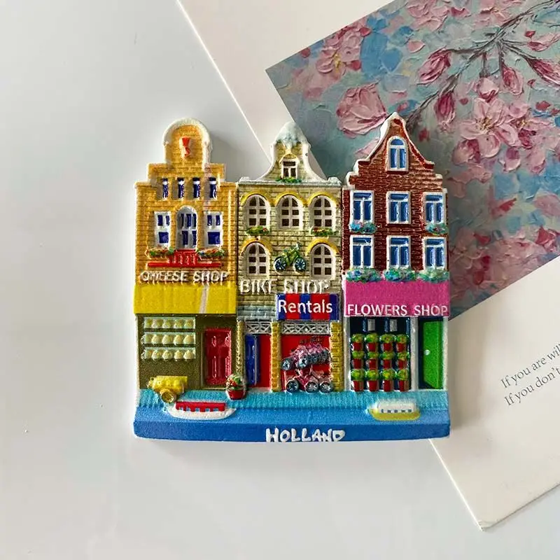 

Dutch Street Scene Shop Simple Creative Home Decorations 3D Painted Fridge Magnets World Travel Souvenirs