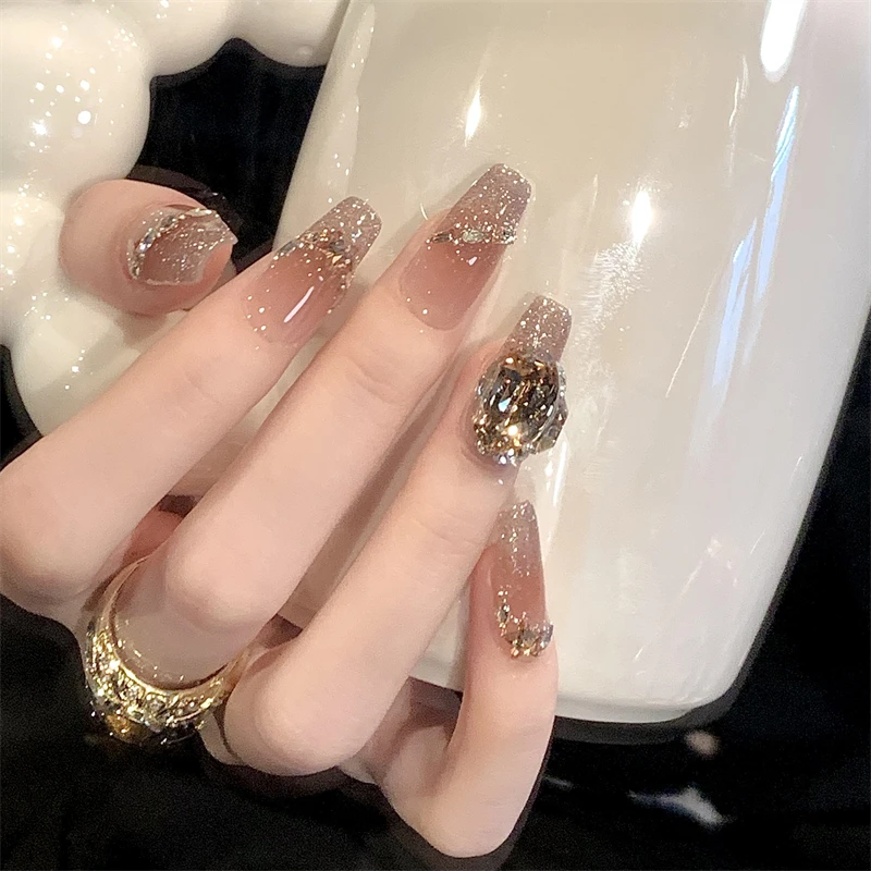 

Original High-quality Pure Handmade Wear Nail Autumn and Winter Flash White Cat's Eye Manicure Advanced Short Nail Patch