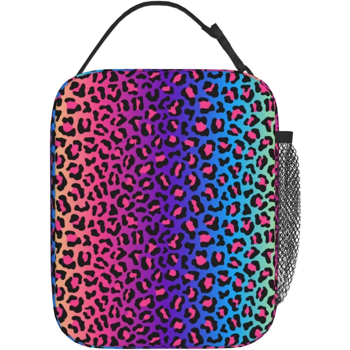 Rainbow Leopard Prints Lunch Bag, Insulated Lunch Box for Women Adult,Tote Bag for Picnic Office Travel Beach or Hiking