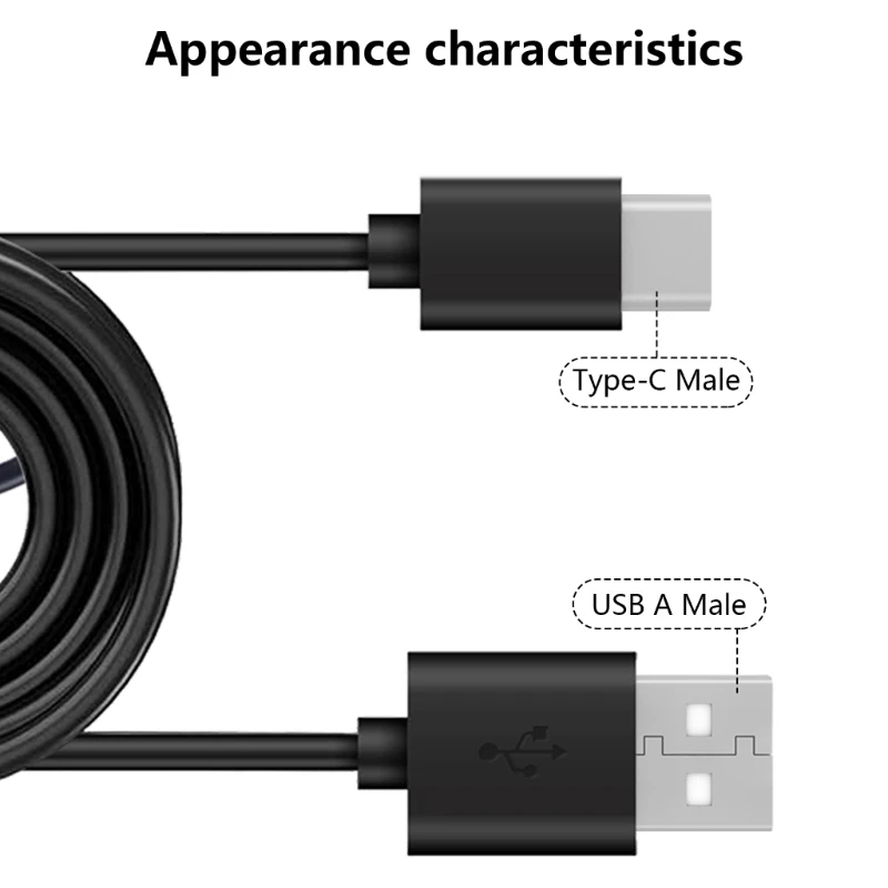 USB A Male to Type C Male Charging Cable Fast Charging Cord For Phone USB Lamp Fan USB C Extension Wire