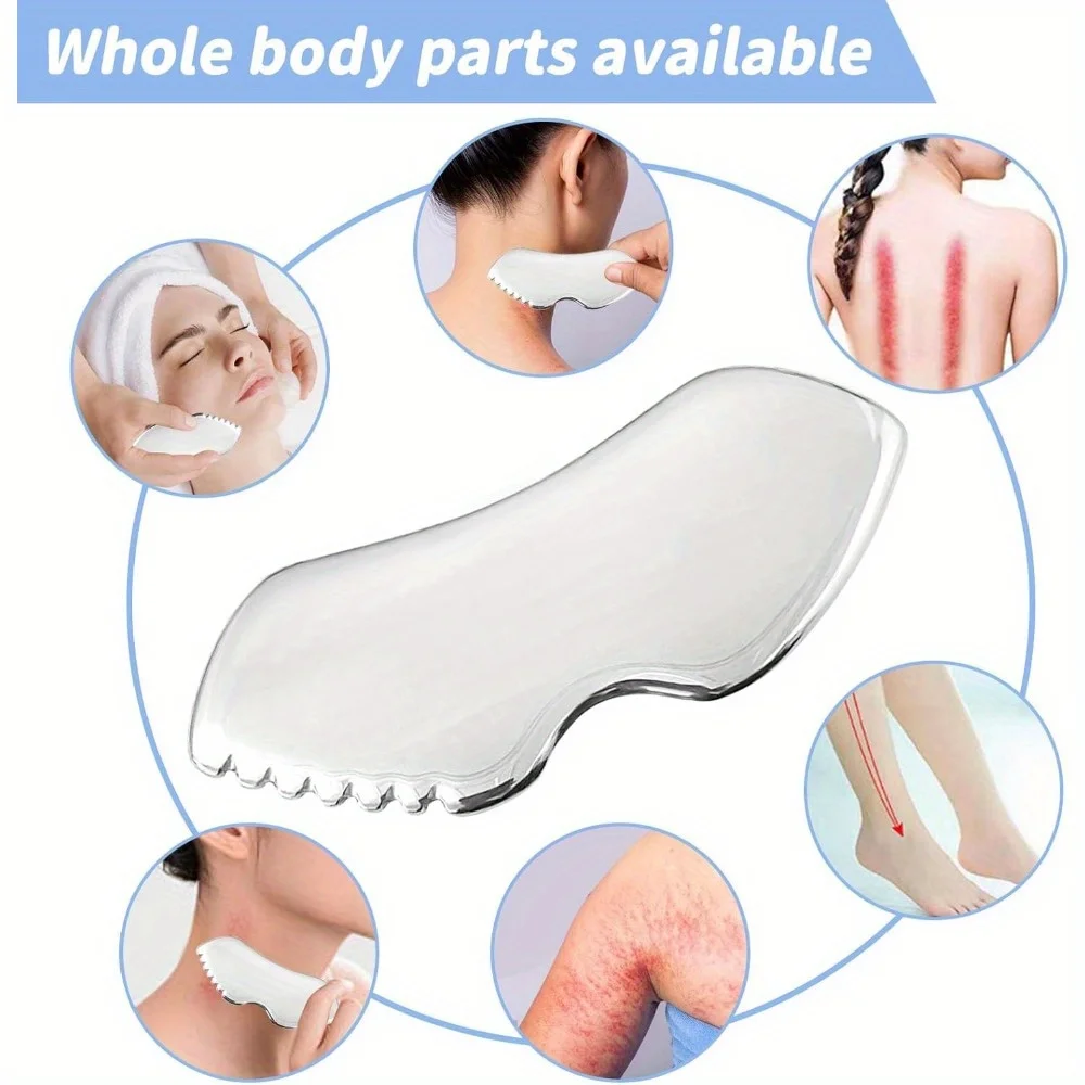 Gua Sha Stainless Steel, Metal Face Gua Sha for Jawline Sculpting, Guasha Tool Face Body Gua Sha (Silvery), Guasha Board