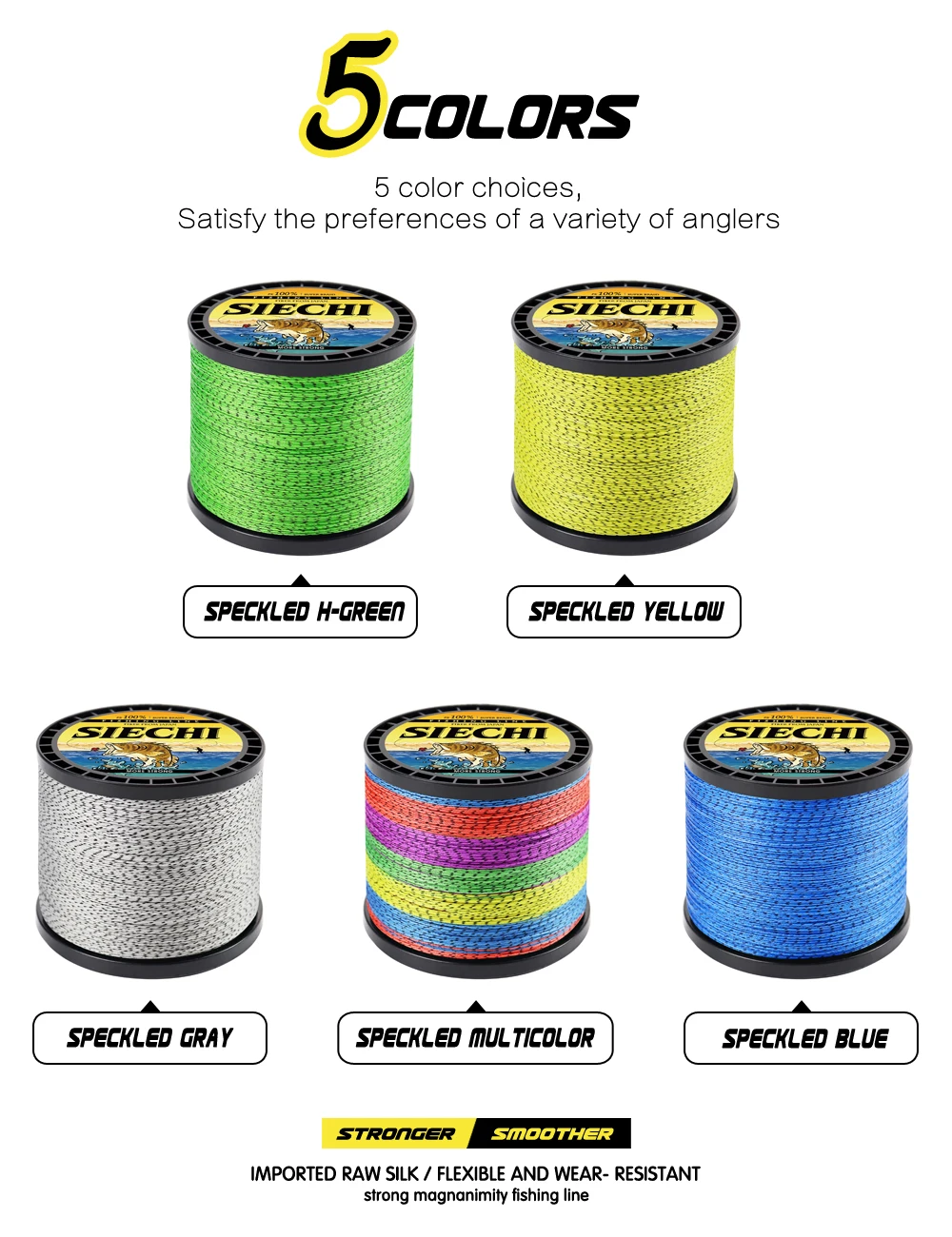 SIECHI Japan 4 Stränge geflochtene Angelschnur 1000 m 300 m Multifilament gesprenkelter PE-Draht Fliege Meer Salzwasser Süßwasser Pesca – Detail 3