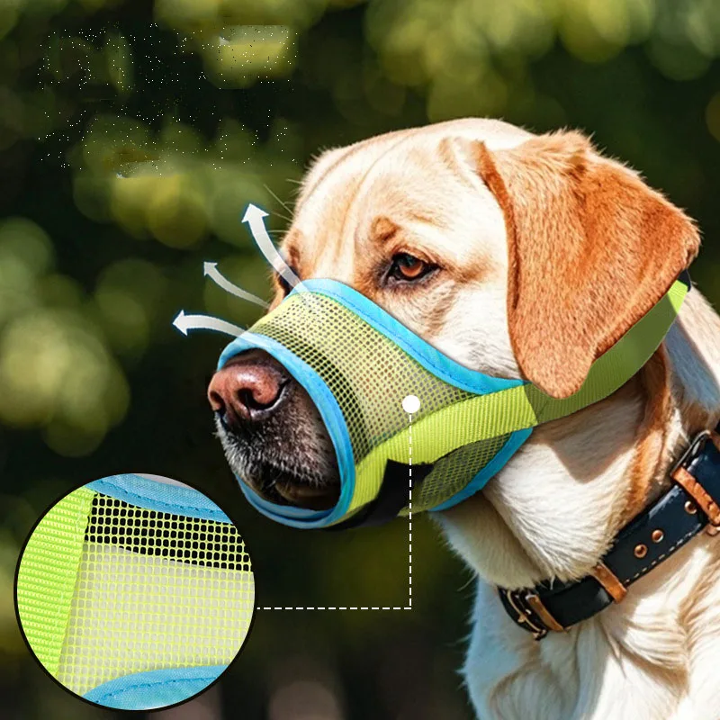 Breathable Dog Muzzle, Adjustable Mesh Anti Bite Anti Bark Mouth Cover, Pet Mouth Mask for Small Medium Large Dogs, Dog Accessor