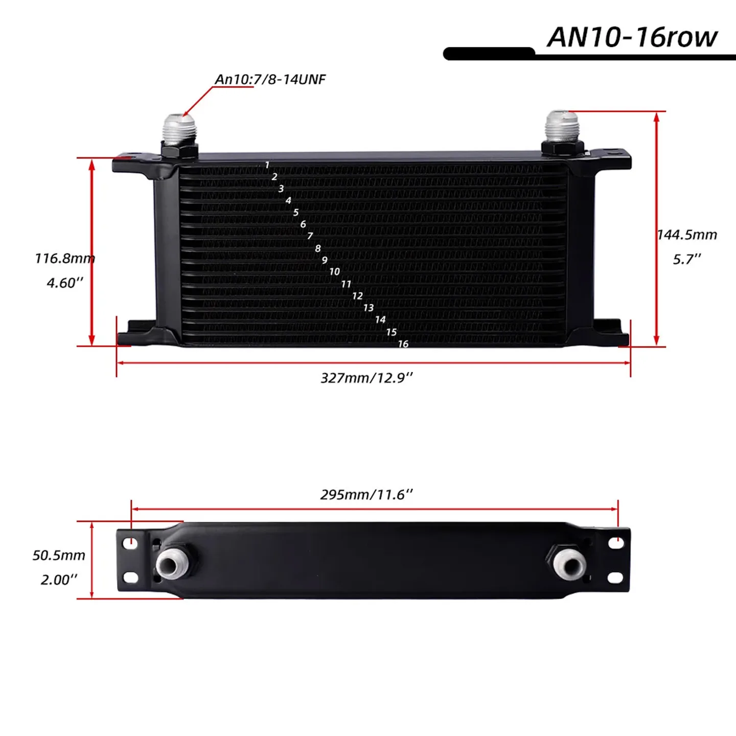 AN10 Aluminum 16 Rows British Type Car Engine Oil Cooler Cooling Radiator Replacement Universal Cooler