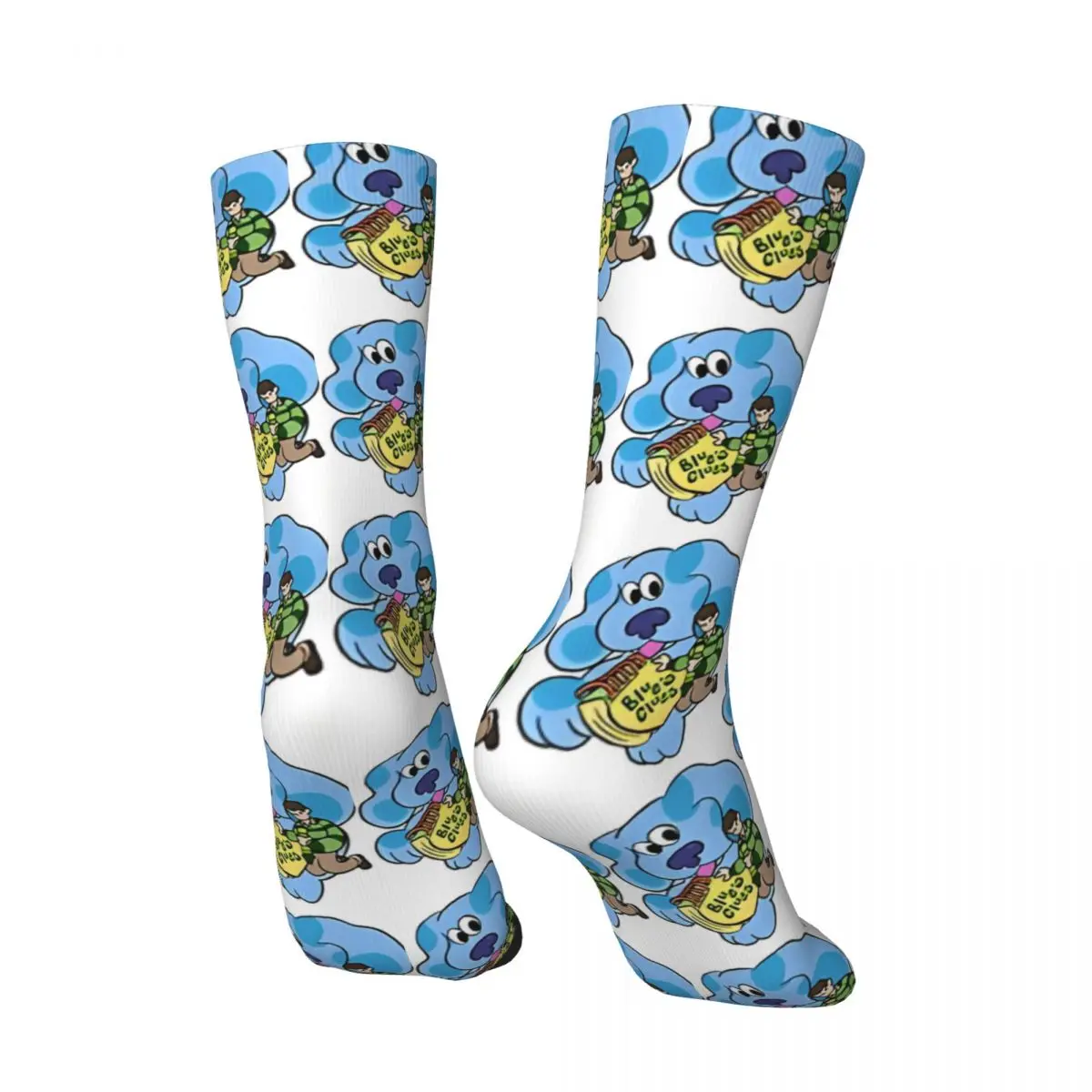 Happy Funny Men's compression Socks Puppy Retro Harajuku Blue's Clues Animation Hip Hop Novelty Seamless Crew Crazy Sock Gift