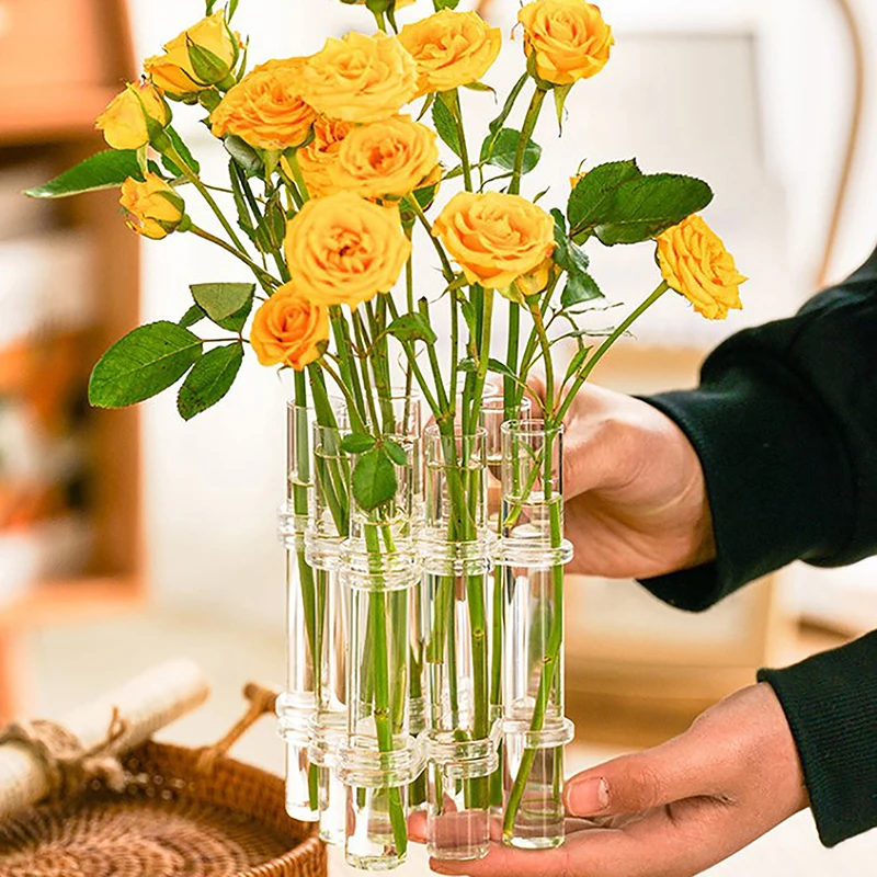 Vaso di vetro con fiore incernierato provetta supporto per piante creativo contenitore idroponico soggiorno tavolo da pranzo per ufficio decorazioni per la casa floreali