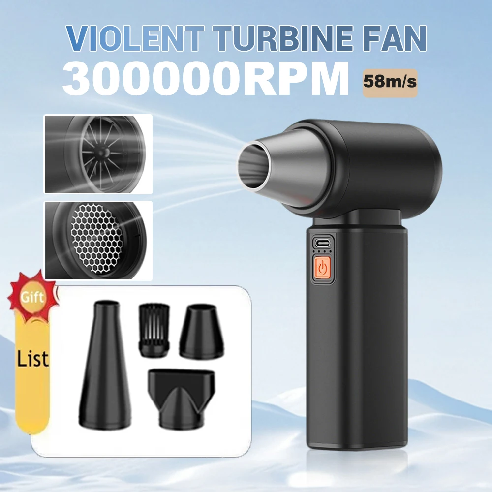 

New 300000RPM Violent Fan Powerful Air Blower Electric Air Duster Type-C Charge Strong Winds 58m/s Brushless Turbo Jet Blower