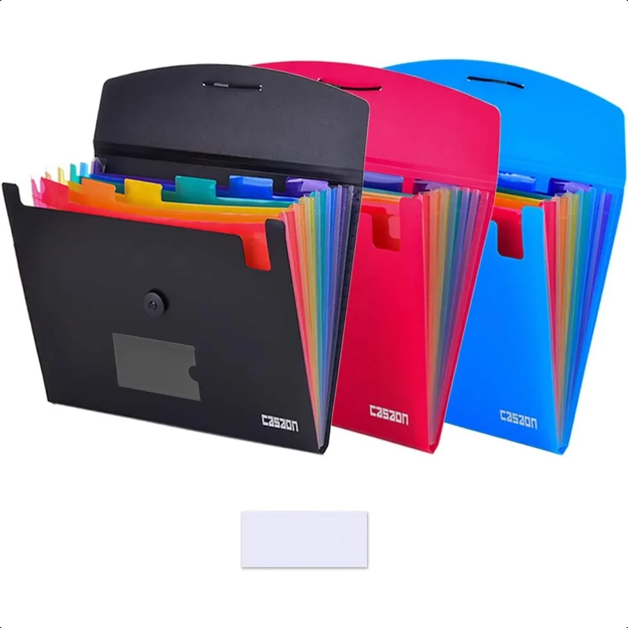 

7Pocket Expanding File 3pcs Plastic Expandable File Folder BlackandBlueandRed