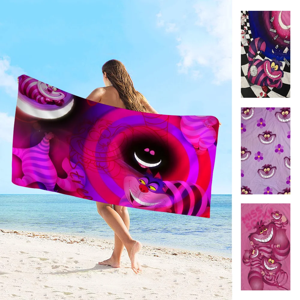 C-Cheshire Cat A-Alice Beach Towels Shower Towel Sauna Travel Spa Microfiber Quick Dry Gym Accessories Cute Room Decor