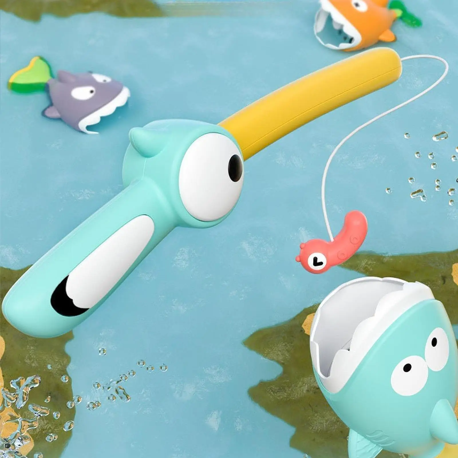 Accessorio per il bagnetto del bambino Gioco educativo di pesca Giocattolo per piscina da bagno per bambini e stoccaggio di giochi per vasca da bagno