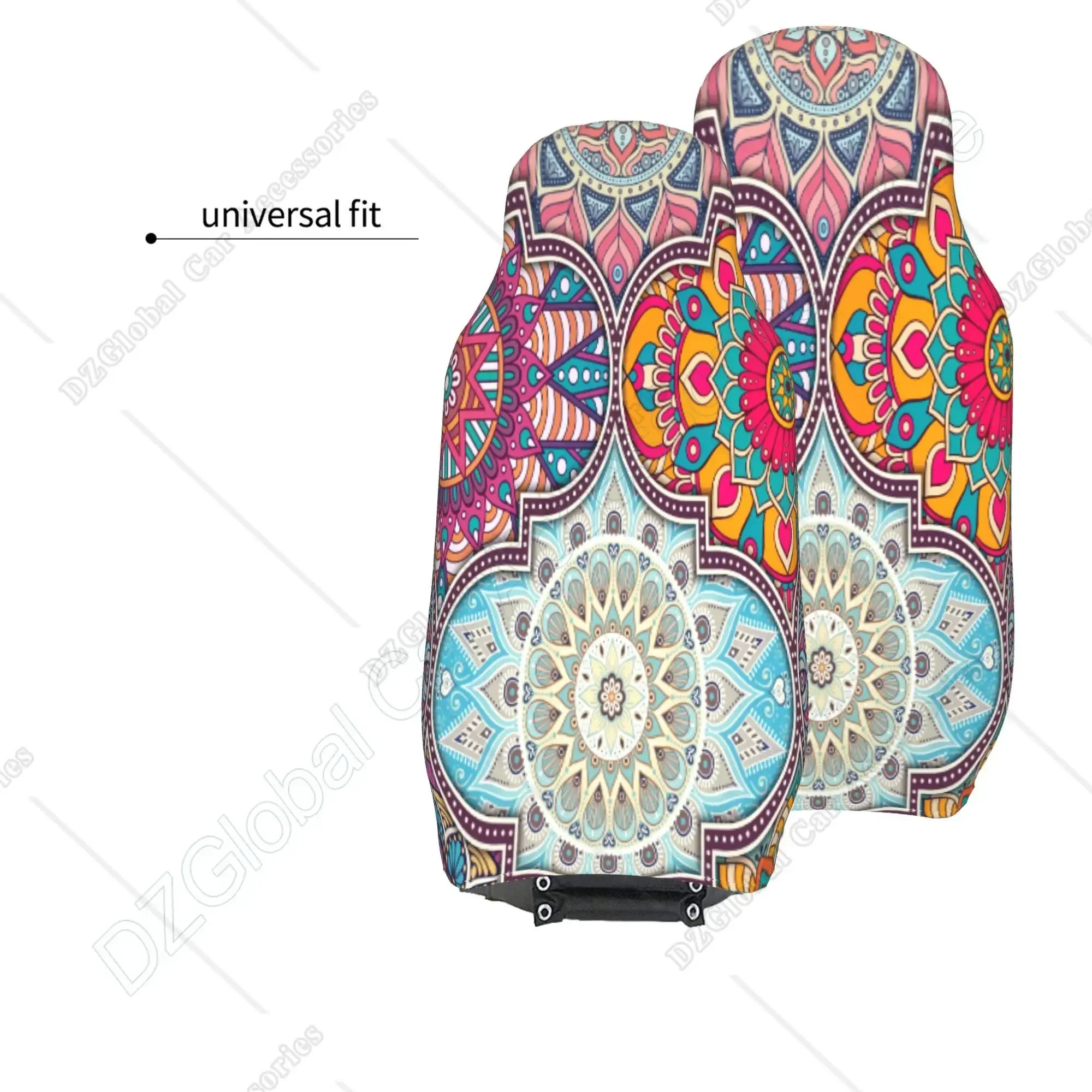2 sztuki Boho Mandala Pokrowce na fotele samochodowe Uniwersalne wiadro z wysokim oparciem Miękki ochraniacz na fotel samochodowy Akcesoria samochodowe Dekoracja — zdjęcie 4