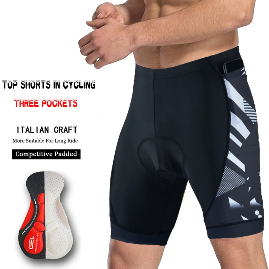 AliExpress 2 Pockets 2025 Men's Cycling Shorts Summer Coolmax Gel Pad Sports Triathlon Road Bike Tights Mtb