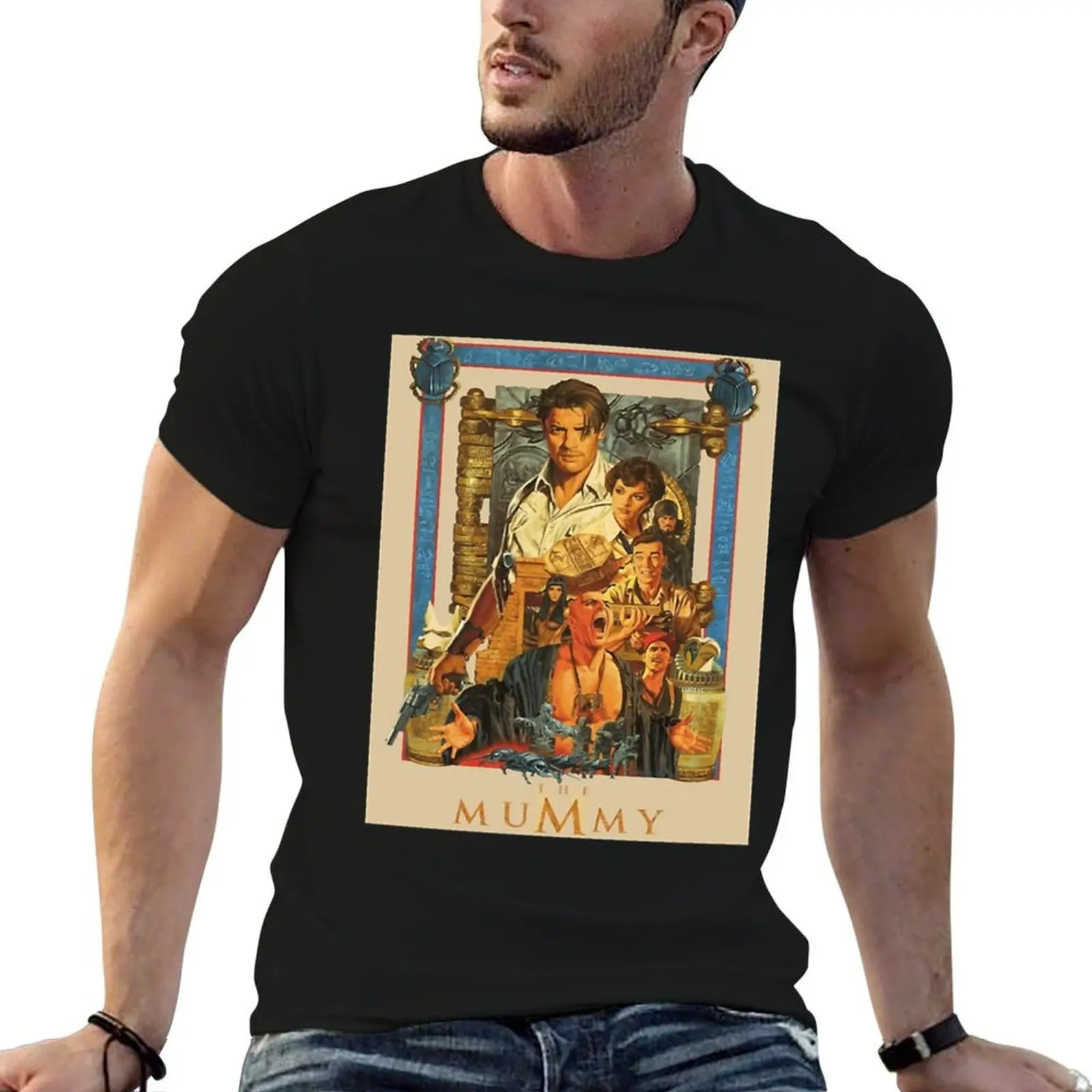 Brendan, Fraser the Mummy rick oconnell T-Shirt tops plus size clothes blanks Men's clothing