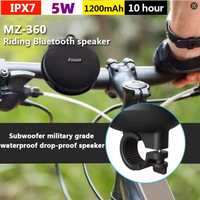 MZ-360 Riding Outdoor Bluetooth Speaker Portable Subwoofer TWS Stereo Level 7 Waterproof HIFI Bass Hands-Free Call/TF Card/AUX