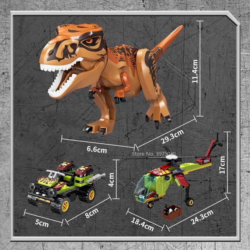 Jurassic Dino World Building Blocks Tyrannosaurus Off-Road Vehicle Triceratops Transport Truck Dinosaur Figures Bricks DIY Toys