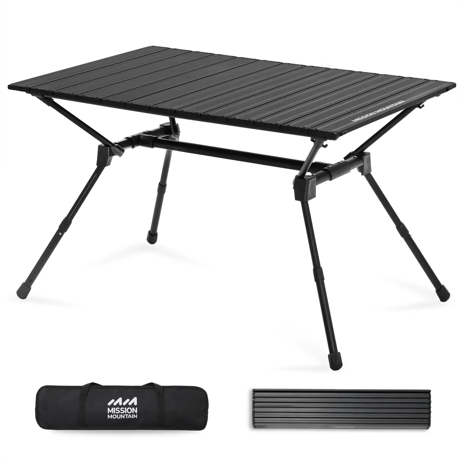 S4 Camping Table Outdoor Folding Table with Carry Bag Adjustable Height Aluminum Roll Up Camp Table Portable Picnic Table