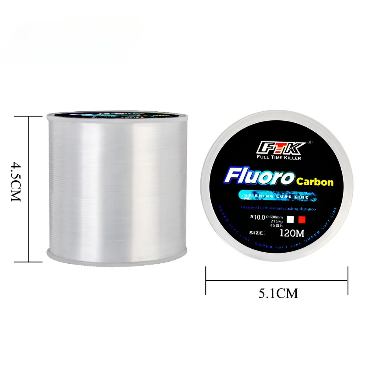 Linha de pesca invisível de 120m, linha de pesca com revestimento de fluorocarbono, 0.20mm-0.50mm 4.13lb-34.32lb, linha manchada super forte