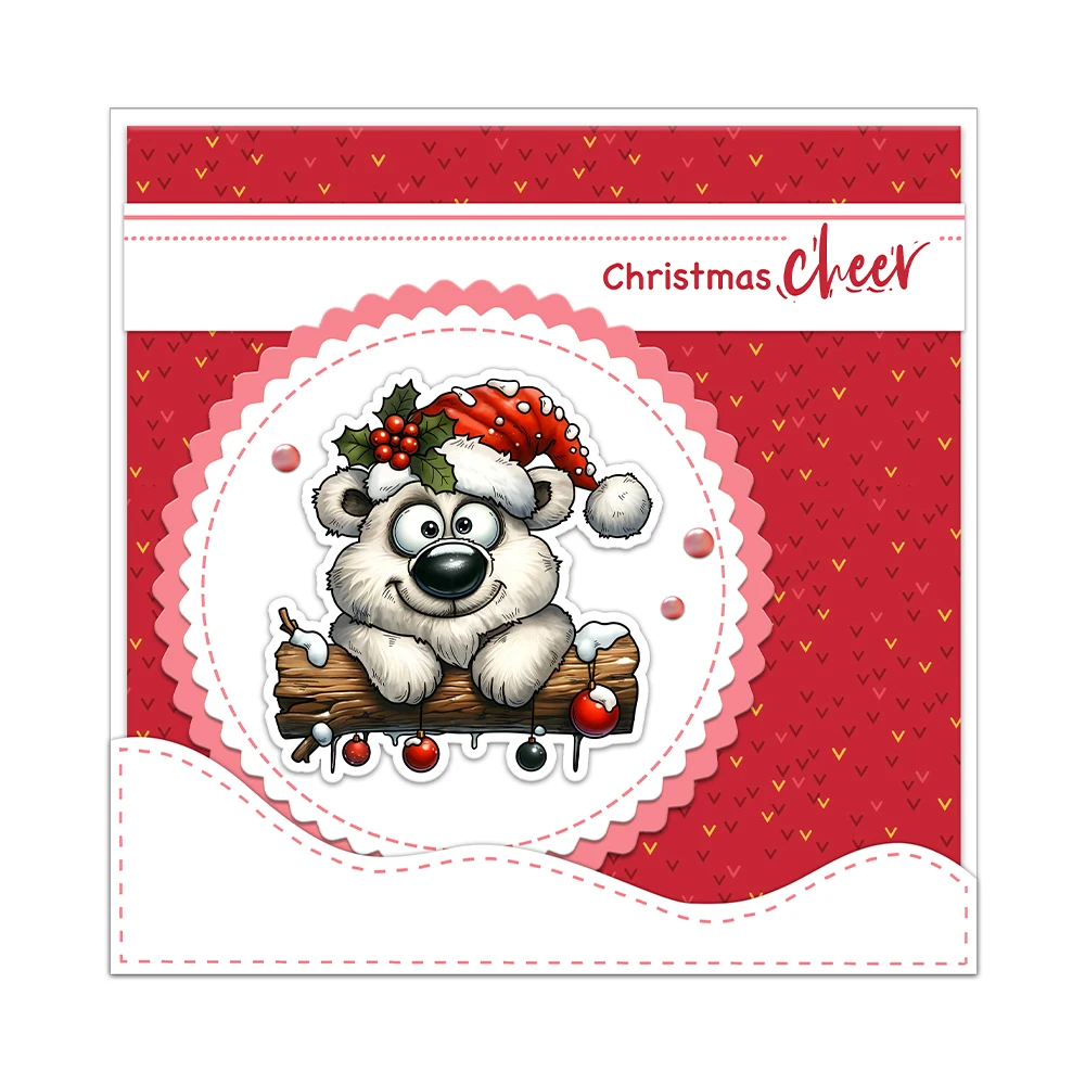 Mangocraft Cute Christmas Snowman Cat Dog Cutting Dies Clear Stamp Stencil DIY Scrapbooking Metal Dies Silicone Stamp For Cards