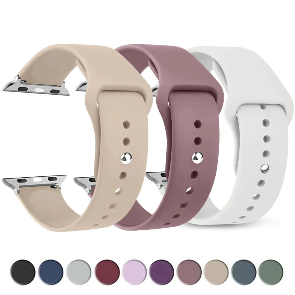 Strap For Apple Watch band 45mm 44mm 42mm 49mm 40mm 41mm Silicone Sport bracelet correa iWatch Series 9 8 7 6 5 3 4 3 SE Ultra 2