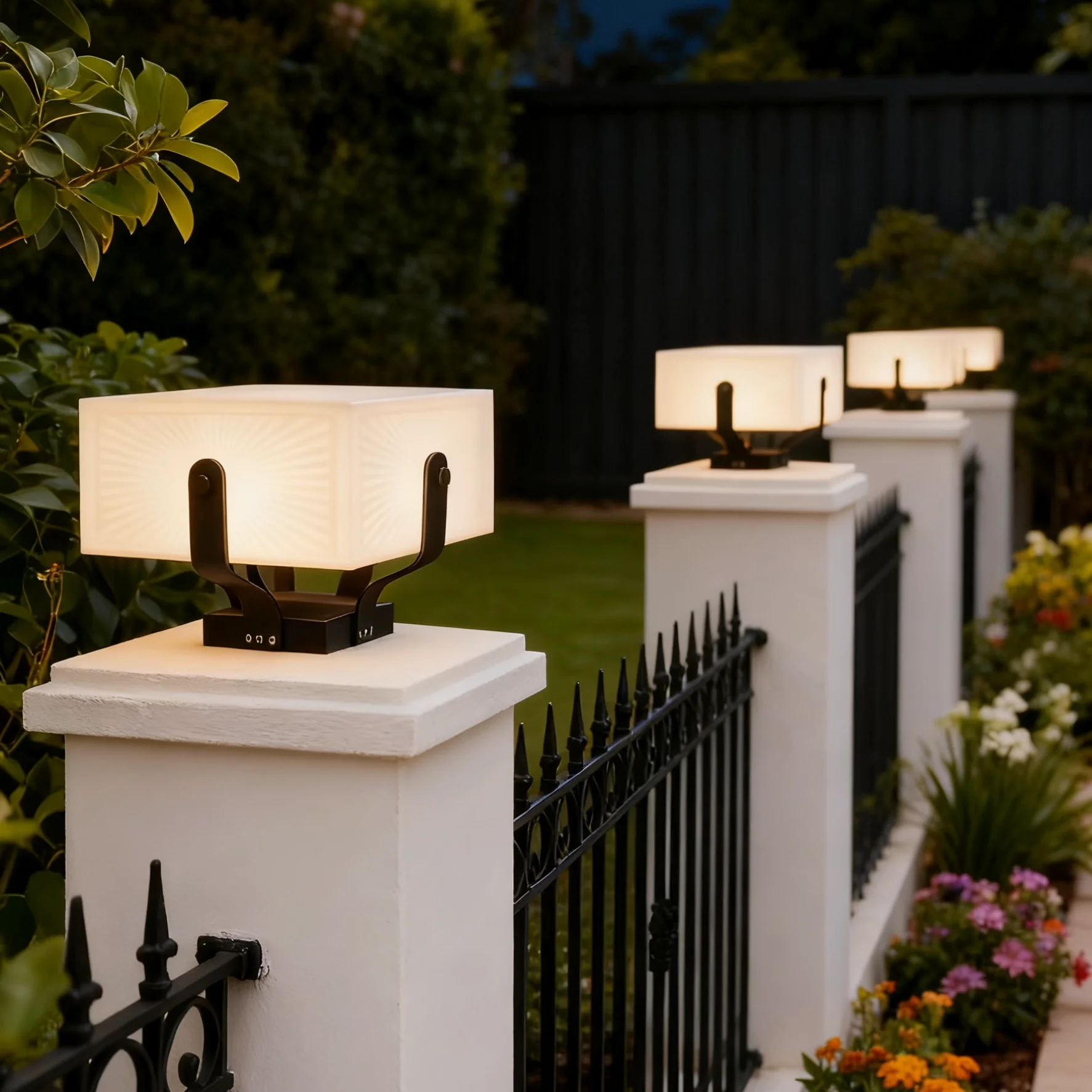 Creative Minimalist Outdoor Solar LED Light for Courtyard Villa Gate Wall Column Head Park Decoration Atmosphere Lighting E27