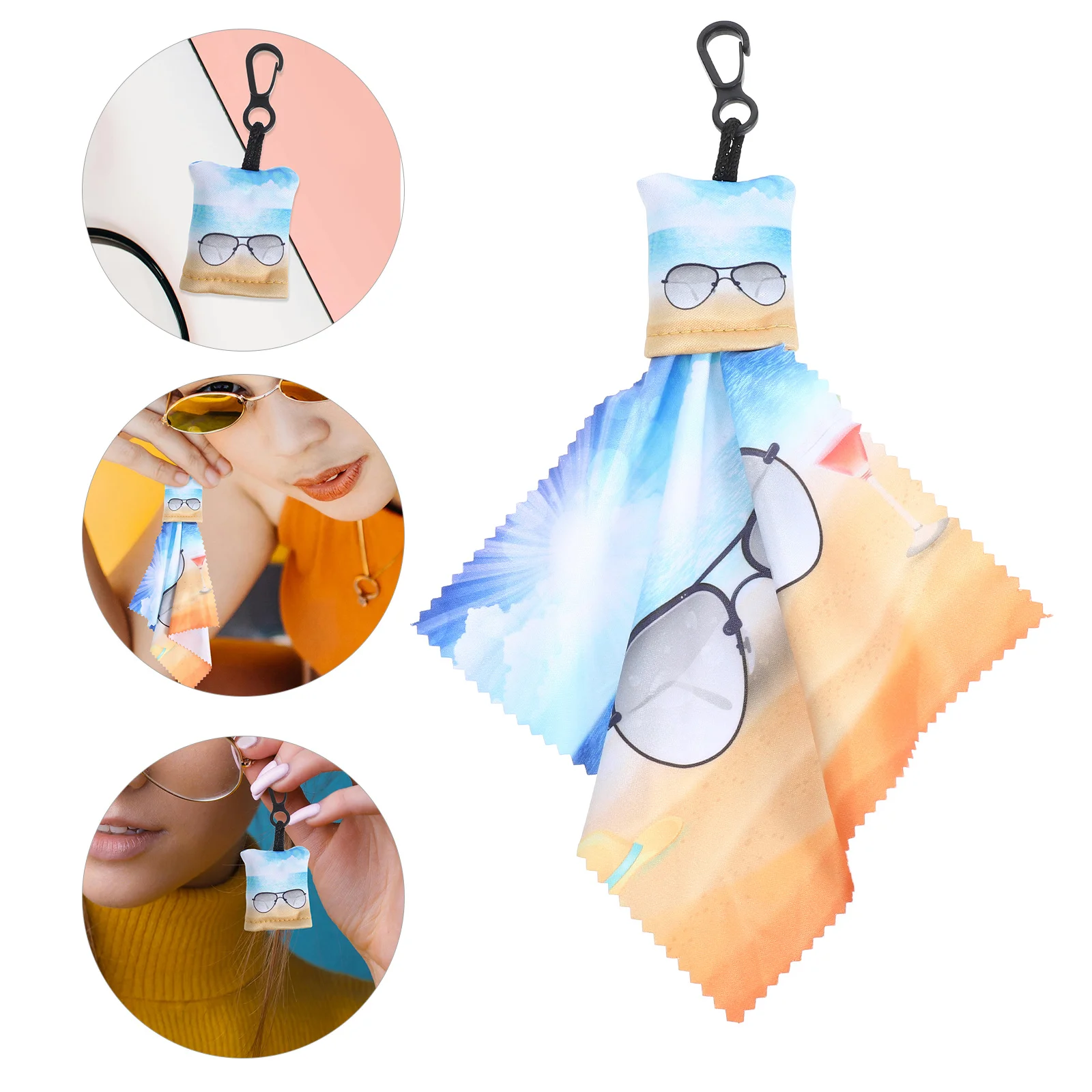 

Eyeglass Cleaning Cloth Keychain Soft Microfiber Lens Cleaner Portable Strap Design for Glasses Phone Screen Camera Lens