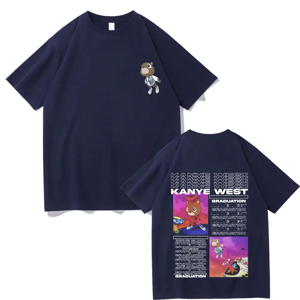 Rapper Kanye West Graduation Music Album Graphic Tshirt Male Pure Cotton T-shirt Men Women Hip Hop Vintage Oversized Streetwear