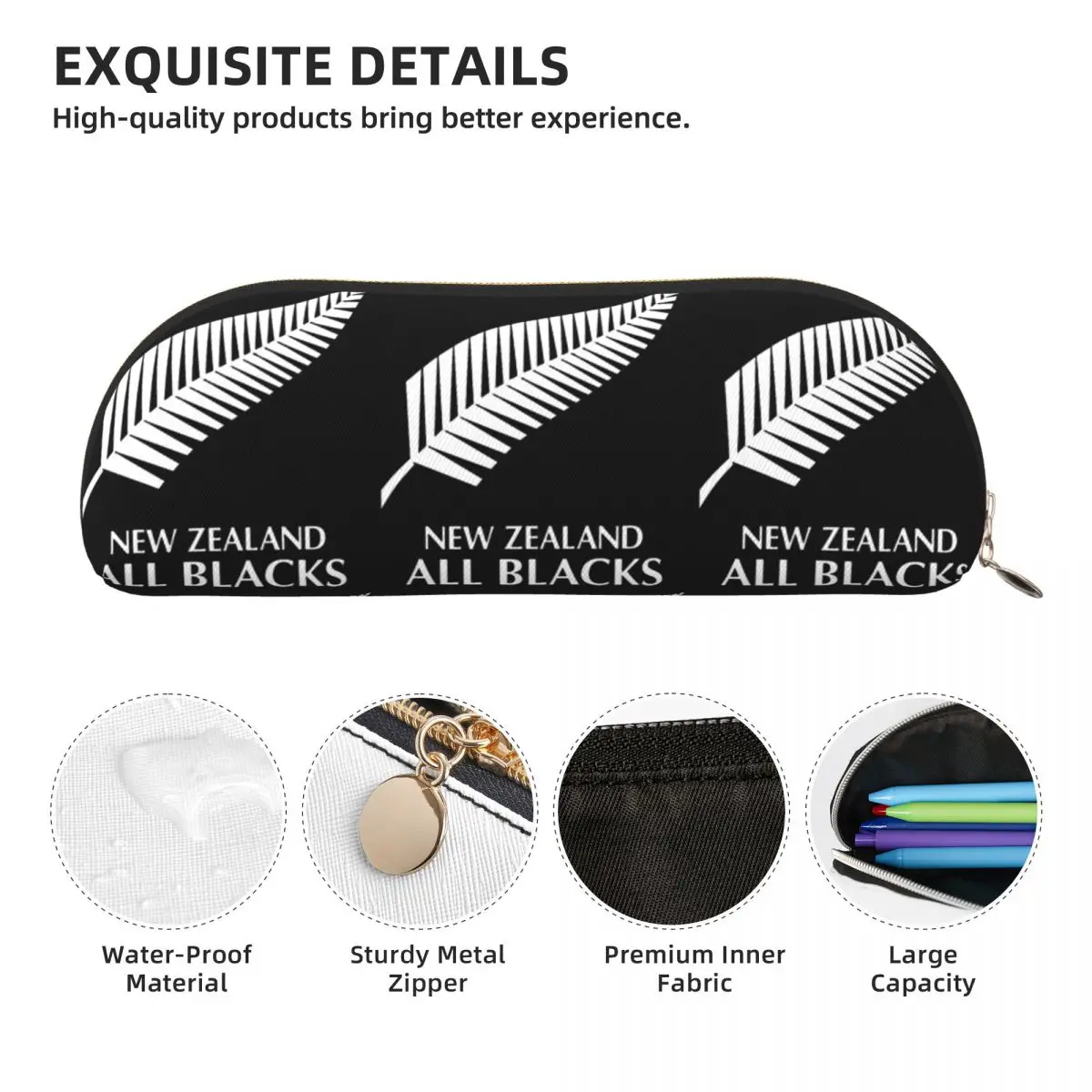 جميع السود قبعة الرجبي الخريف الشتاء مقلمة قلم رصاص الحقيبة تخزين لوازم مكتبية سعة كبيرة صندوق القلم حقيبة أقلام رصاص